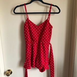 Polka dot ruffled romper